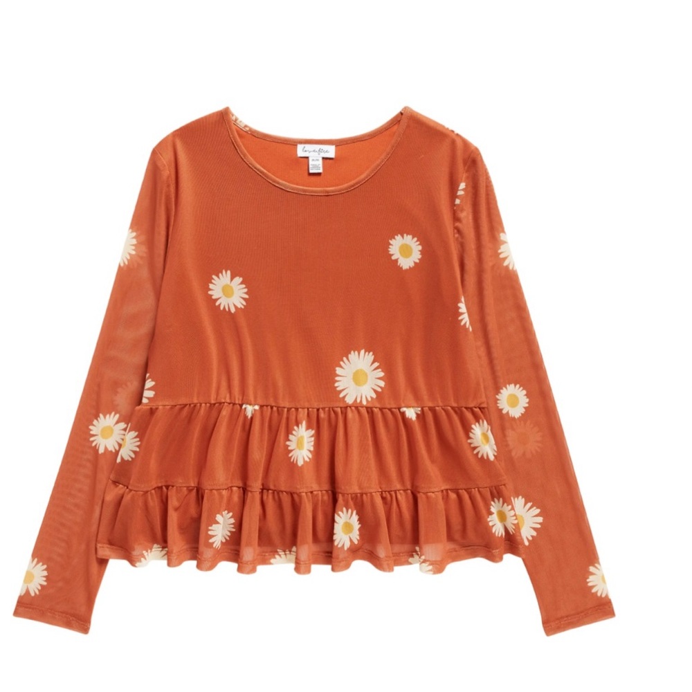 Love Fire Kids Mesh Tiered Top Size S